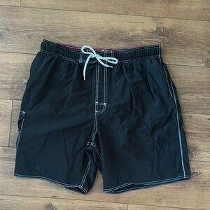 Quick-Dry Black Board Shorts with Contrast Stitching